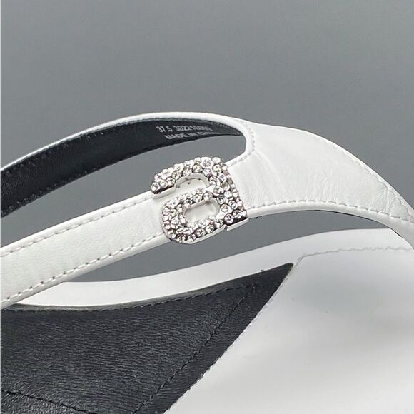 Alexander Wang Ivy Rhinestone Logo Leather Thong Sandals size 37.5 - Picture 5 of 12